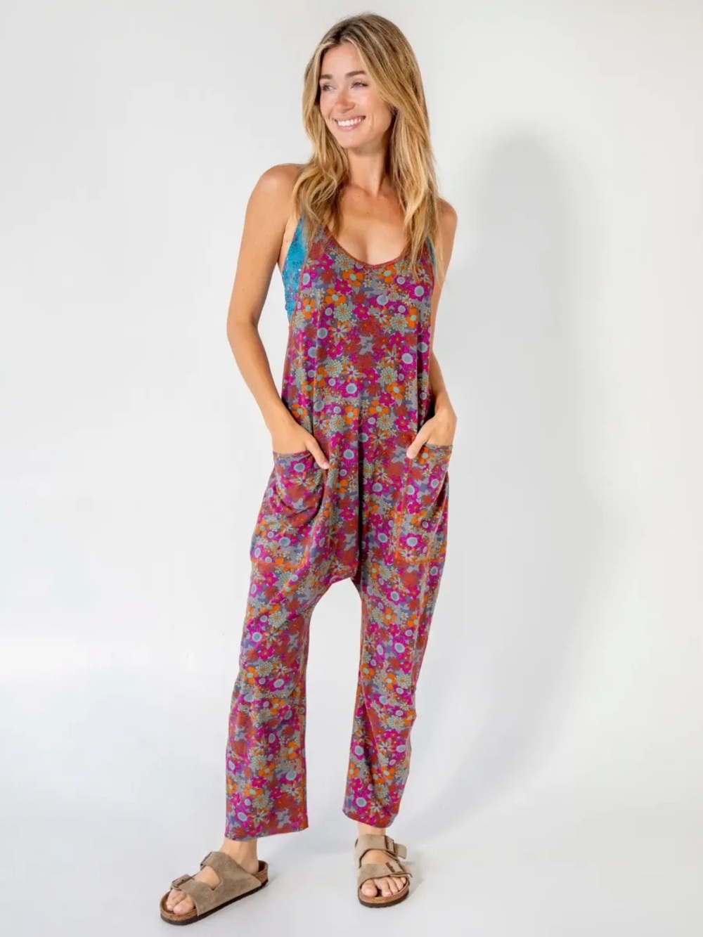 Natural Life Lucy Jumpsuit - Deep Rust Multicolor Floral Romper Onesie